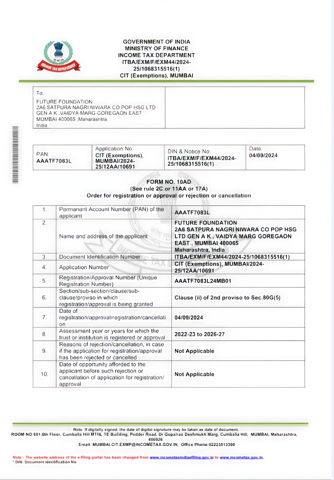 80G Certificate